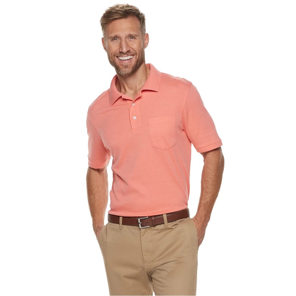 Croft & Barrow Easy Care Polo Shirt Men’s Large Classic Peach Pocket